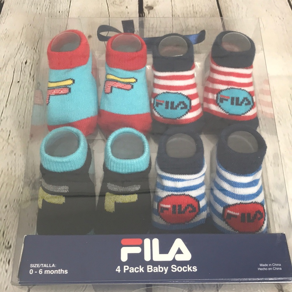 Fila 4 pack baby socks 0-6mo. old